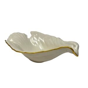Lenox Dove Shaped Candy Dish 8" x 5" White Porcelain with Gold Trim EUC